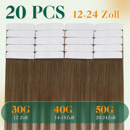 Echthaar Tape Extensions Ombre Blond 55cm - 50g