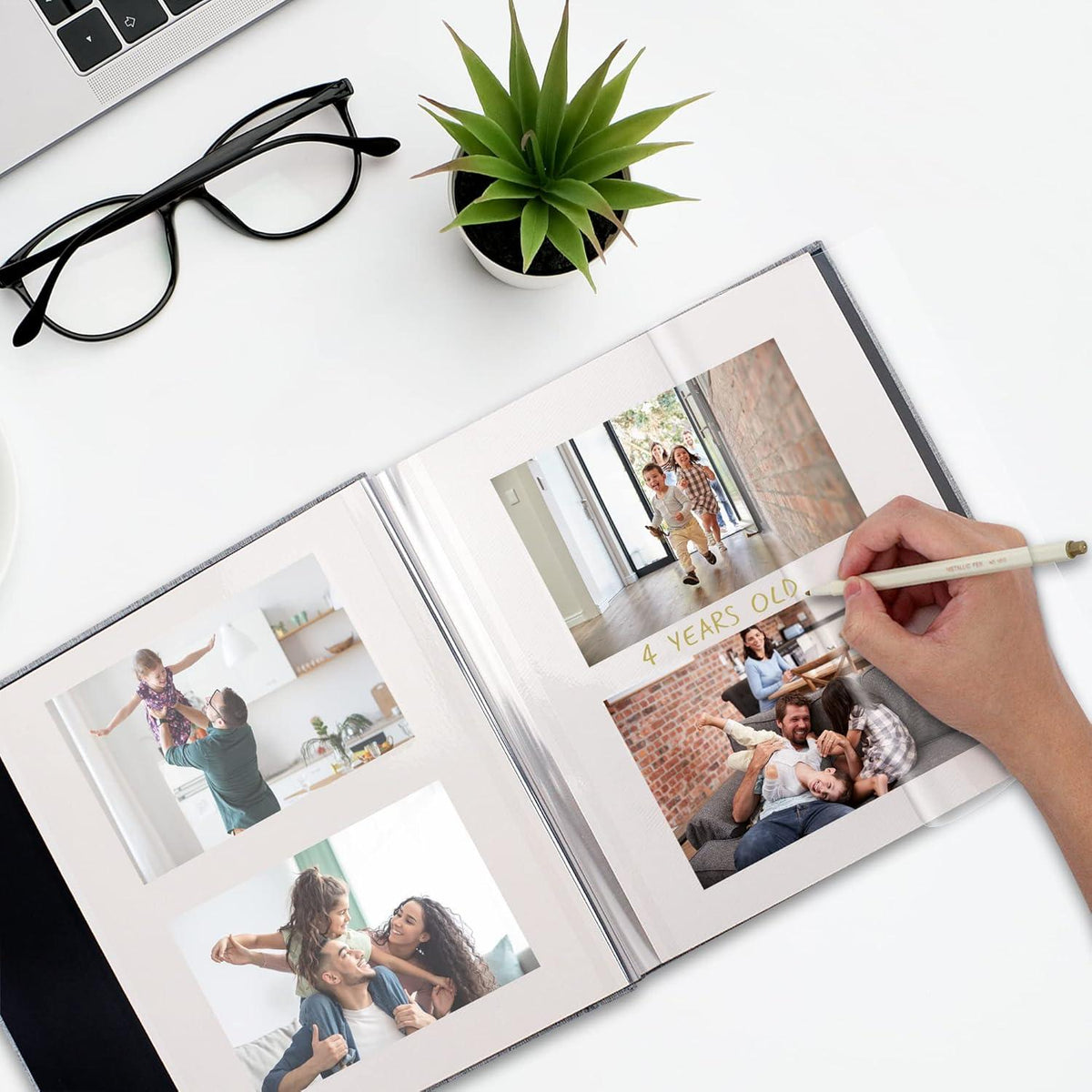 DIY Leinen Fotoalbum Hochzeit Geburtstag Geschenk 60 Seiten 33x32cm