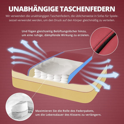 Ergonomischer Gaming Stuhl Massage Fußstütze Bürostuhl Rot