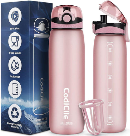 Sport Trinkflasche 1L BPA-frei Tritan Zeitmarkierung & Filter