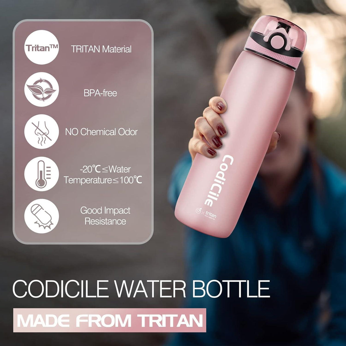 Trinkflasche 1L BPA frei Tritan Sportflasche Zeitmarkierung