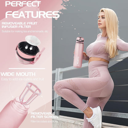 Sport Trinkflasche 1L BPA-frei Tritan Zeitmarkierung & Filter