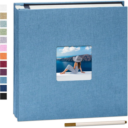 Großes DIY Leinen Fotoalbum mit 60 weißen Seiten, 33x32cm