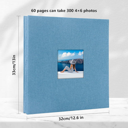 Großes DIY Leinen Fotoalbum mit 60 weißen Seiten, 33x32cm