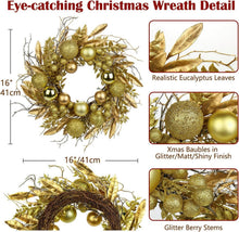Goldener Weihnachtskranz mit Kugeln & Fernzweigen Ø 40cm