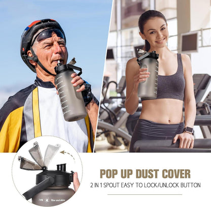 2L Trinkflasche BPA Free Sport Getränke Krug mit Zeitmarkierung und