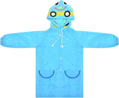 Kinder Regenponcho mit Kapuze und Taschen, Wasserdicht 90-130 cm Blau