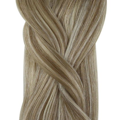 Echthaar Microring Extensions Ombre Hellbraun Blond 60cm