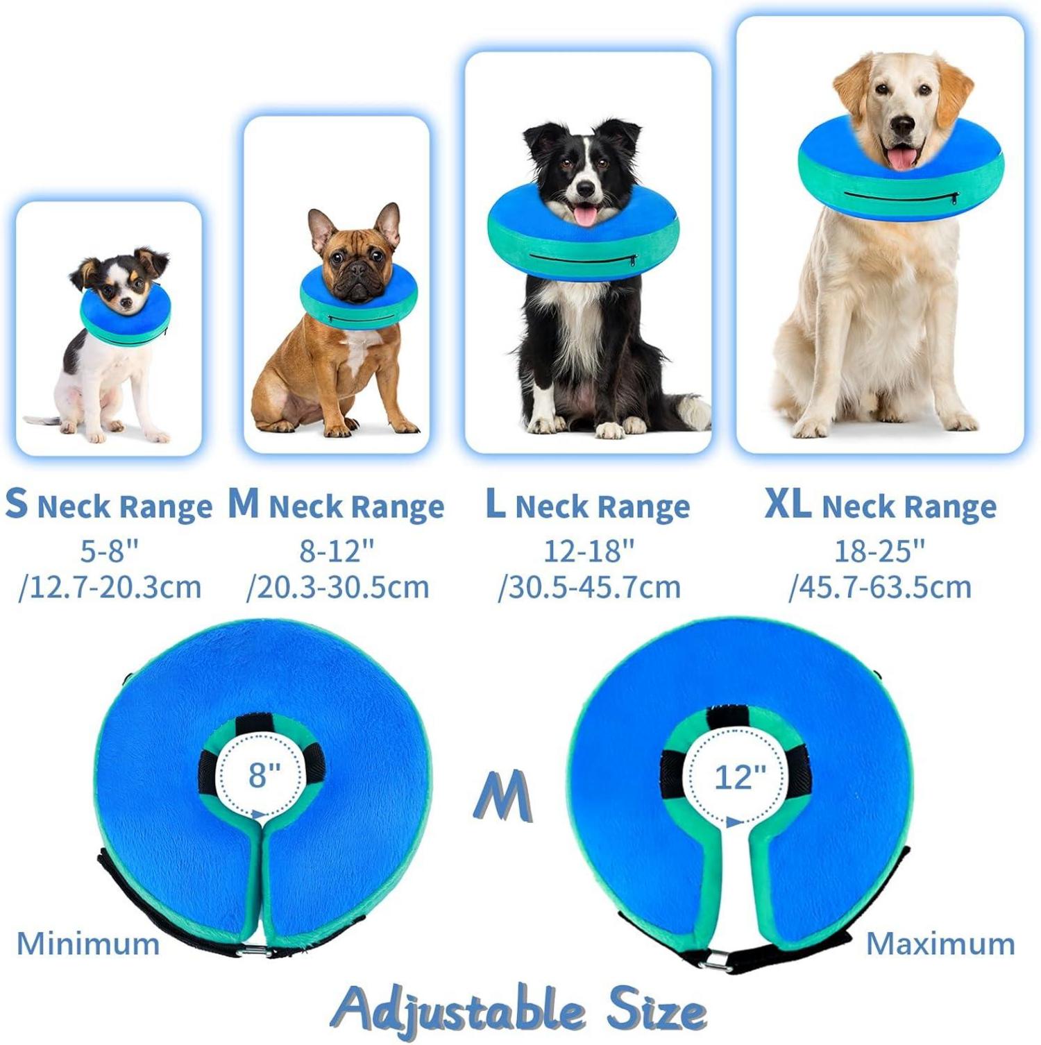 Aufblasbare Halskrause Hund & Katze Leckschutz Blau M
