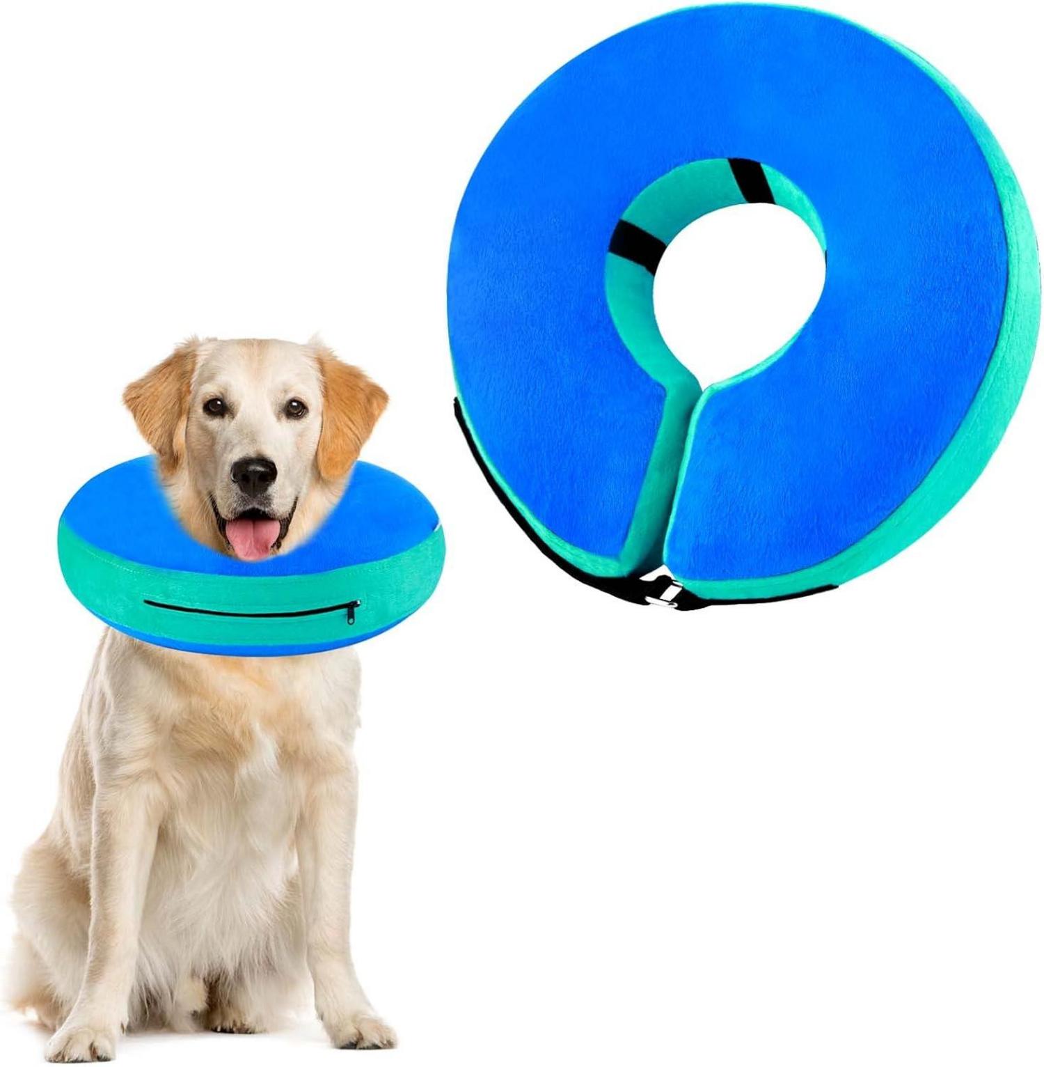 FWLWTWSS Aufblasbare Halskrause Leckschutz für Hunde XL Blau