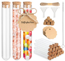 30er Set Mini Glas Reagenzgläser mit Korken und Anhänger