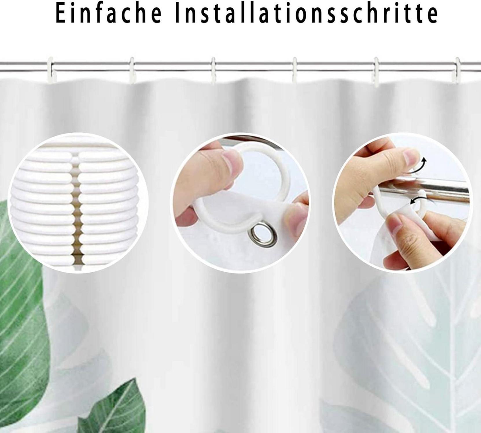 Duschvorhang Grün Blätter Pflanzen 240x200 Wasserabweisend Bio-Look