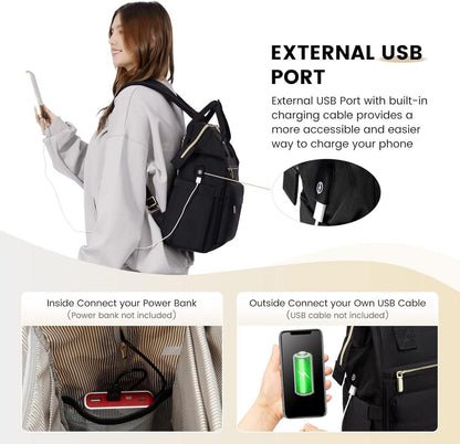Schulrucksack 17 Zoll Laptop USB Ladeanschluss Wasserdicht Schwarz