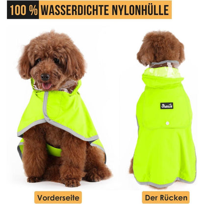Hunderegenmantel wasserdicht mit Kapuze, reflektierend, Grün XXL