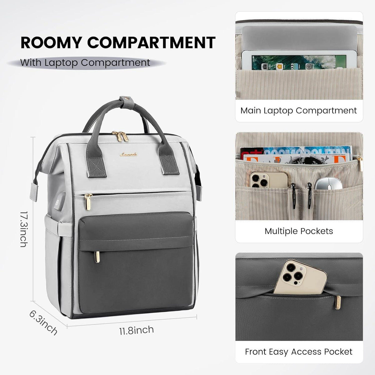 Schulrucksack Wasserdicht mit Laptopfach und USB-Anschluss
