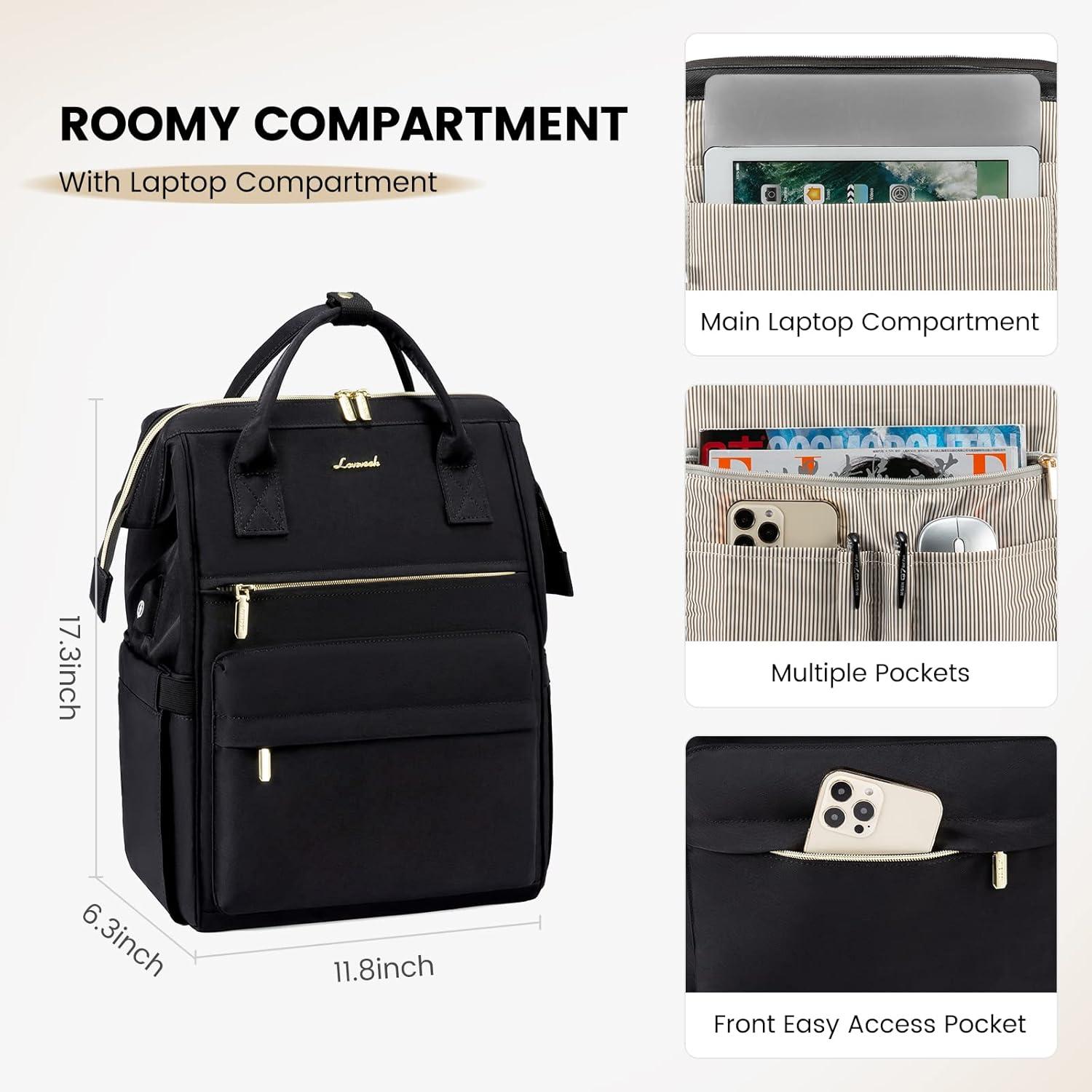 15,6 Zoll Laptop Schulrucksack mit USB Ladeanschluss Schwarz