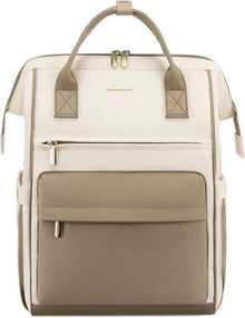 15,6 Zoll Laptop Rucksack Damen USB Ladeanschluss Beige Khaki
