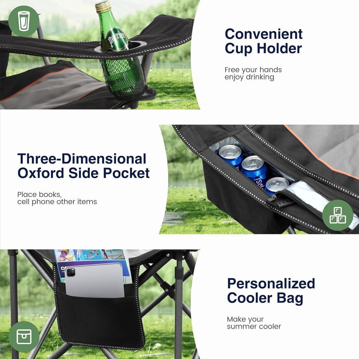 XXL Campingstuhl Gepolstert Getränkehalter 200kg Outdoor Blau