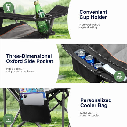XXL Campingstuhl Gepolstert Getränkehalter 200kg Outdoor Blau