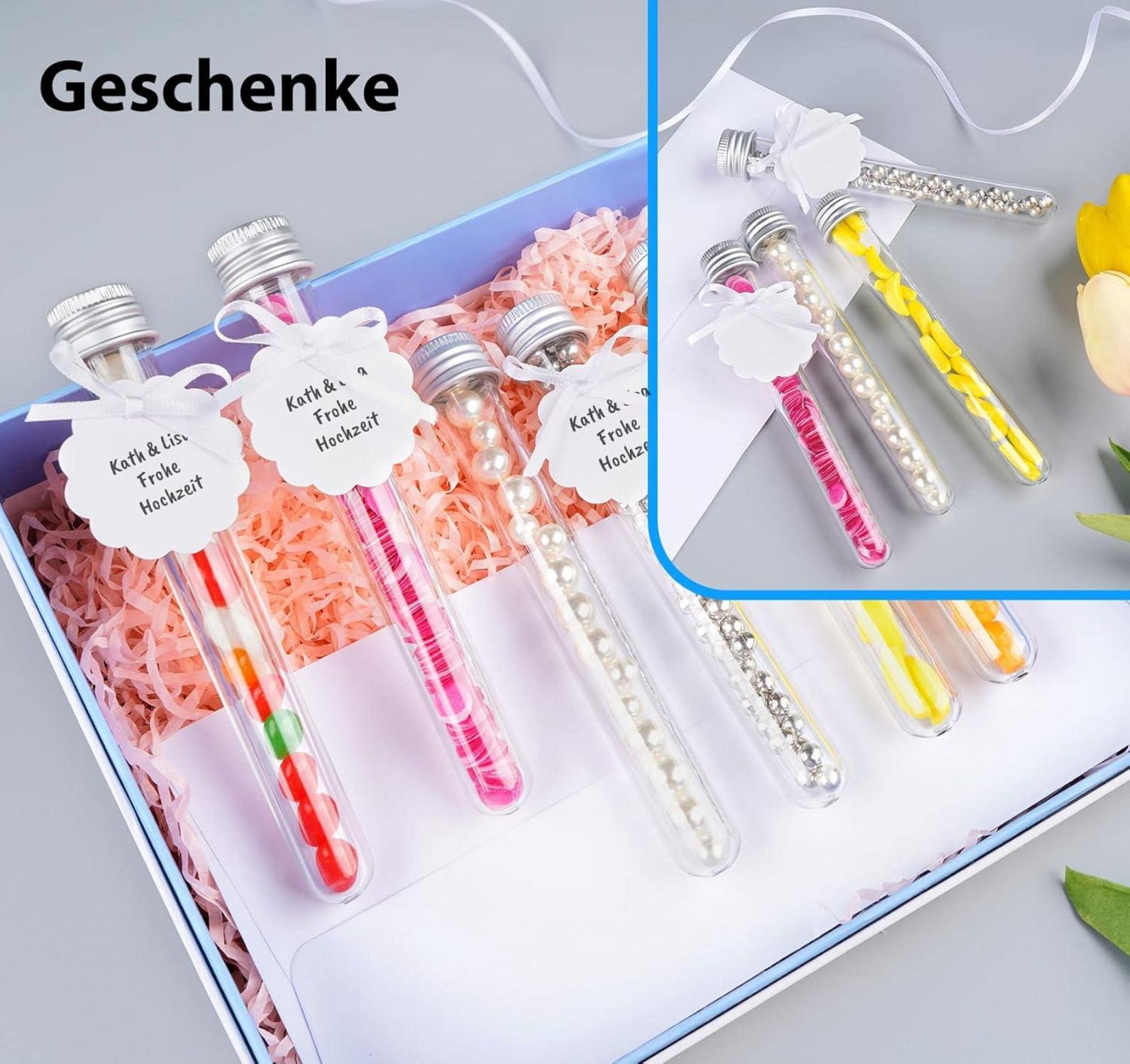 30er Set Mini Kunststoff Reagenzgläser Schraubverschluss Transparent Blumen