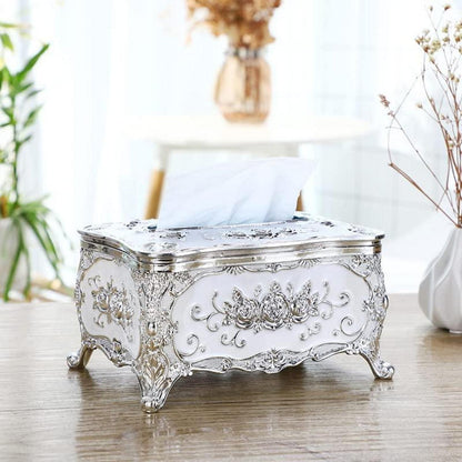 Retro Europäische Taschentuchbox Acryl Silber | Dekoratives Geschenk