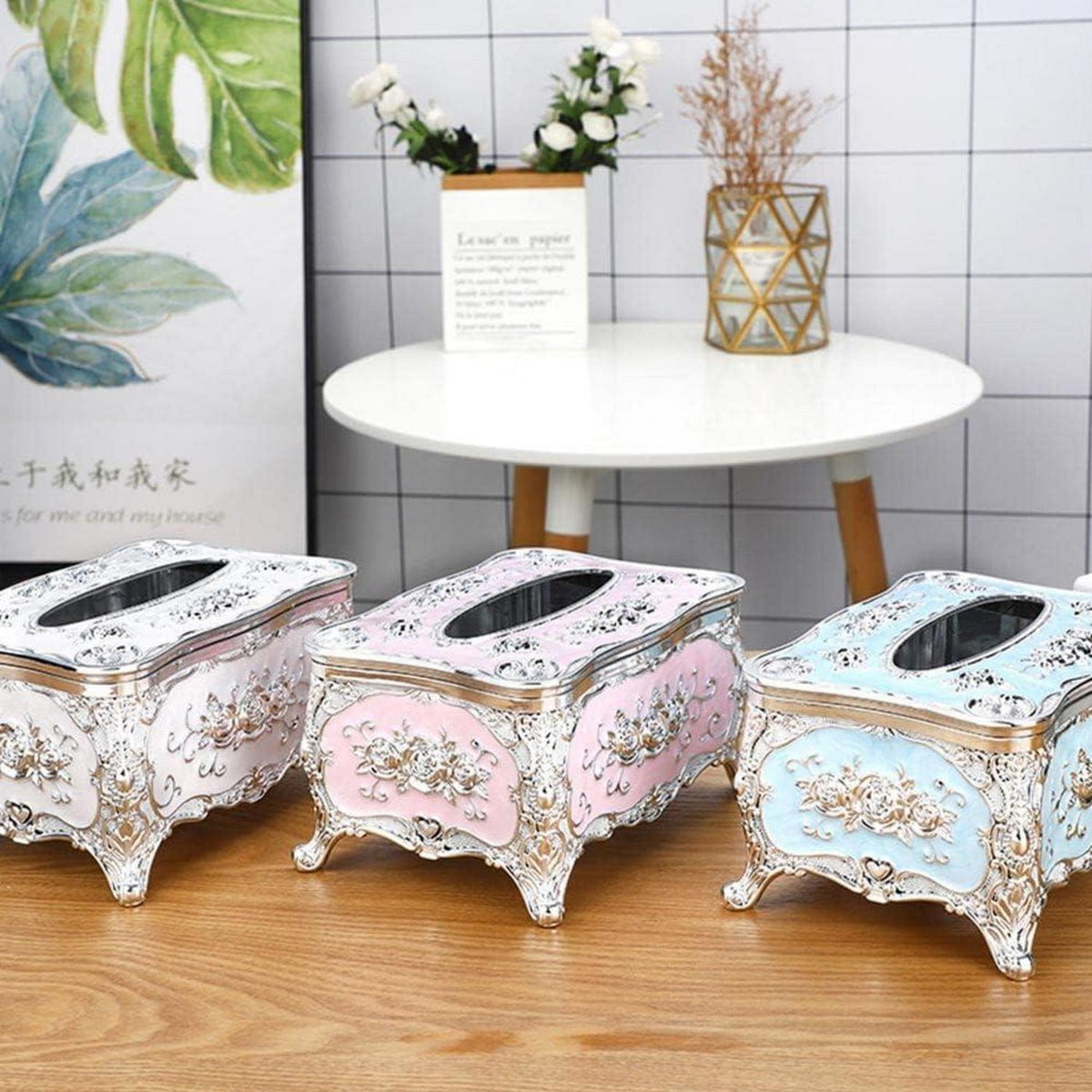 Retro Europäische Taschentuchbox Acryl Silber | Dekoratives Geschenk