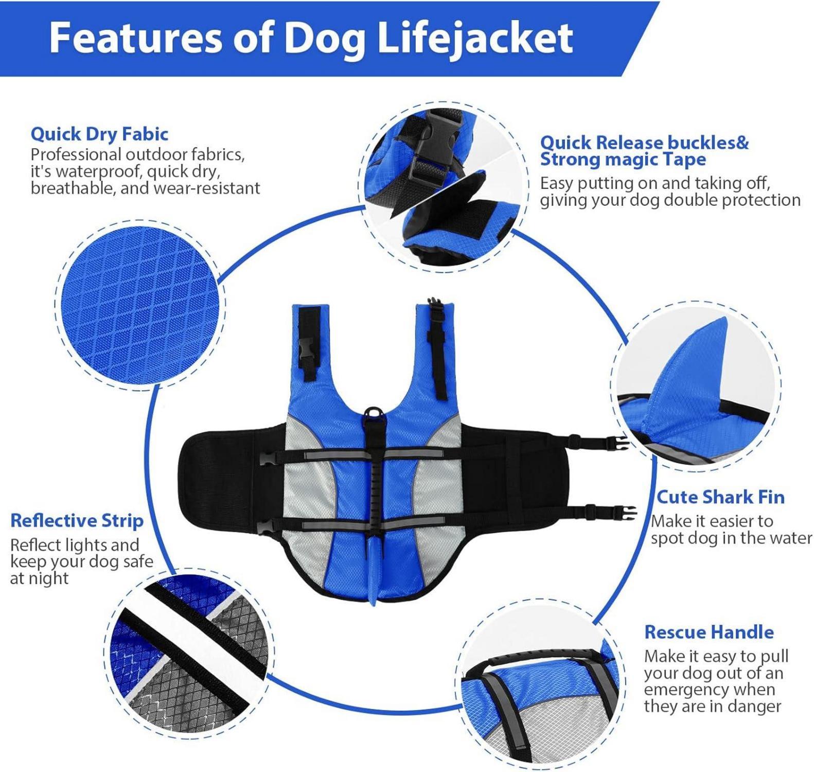 Hundeschwimmweste Rettungsweste für Hunde BlueN XL