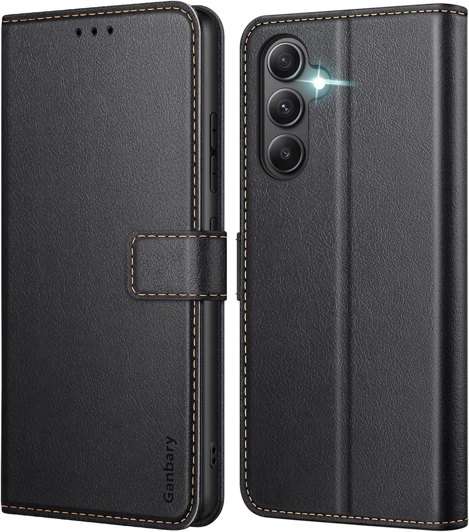 Handyhülle Samsung Galaxy A34 5G Leder Schwarz Magnet Standfunktion