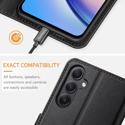 Handyhülle Samsung Galaxy A34 5G Leder Schwarz mit Kartenschlitzen