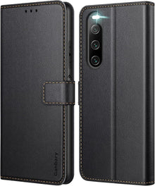 Sony Xperia 10 V Handyhülle Leder Klapphülle Schwarz