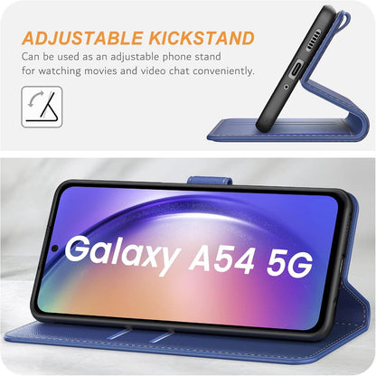 Samsung Galaxy A54 5G Handyhülle Leder Klapphülle Blau mit