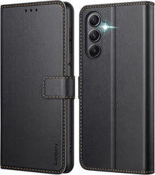Samsung Galaxy A24 Handyhülle Schwarz Leder Klapphülle