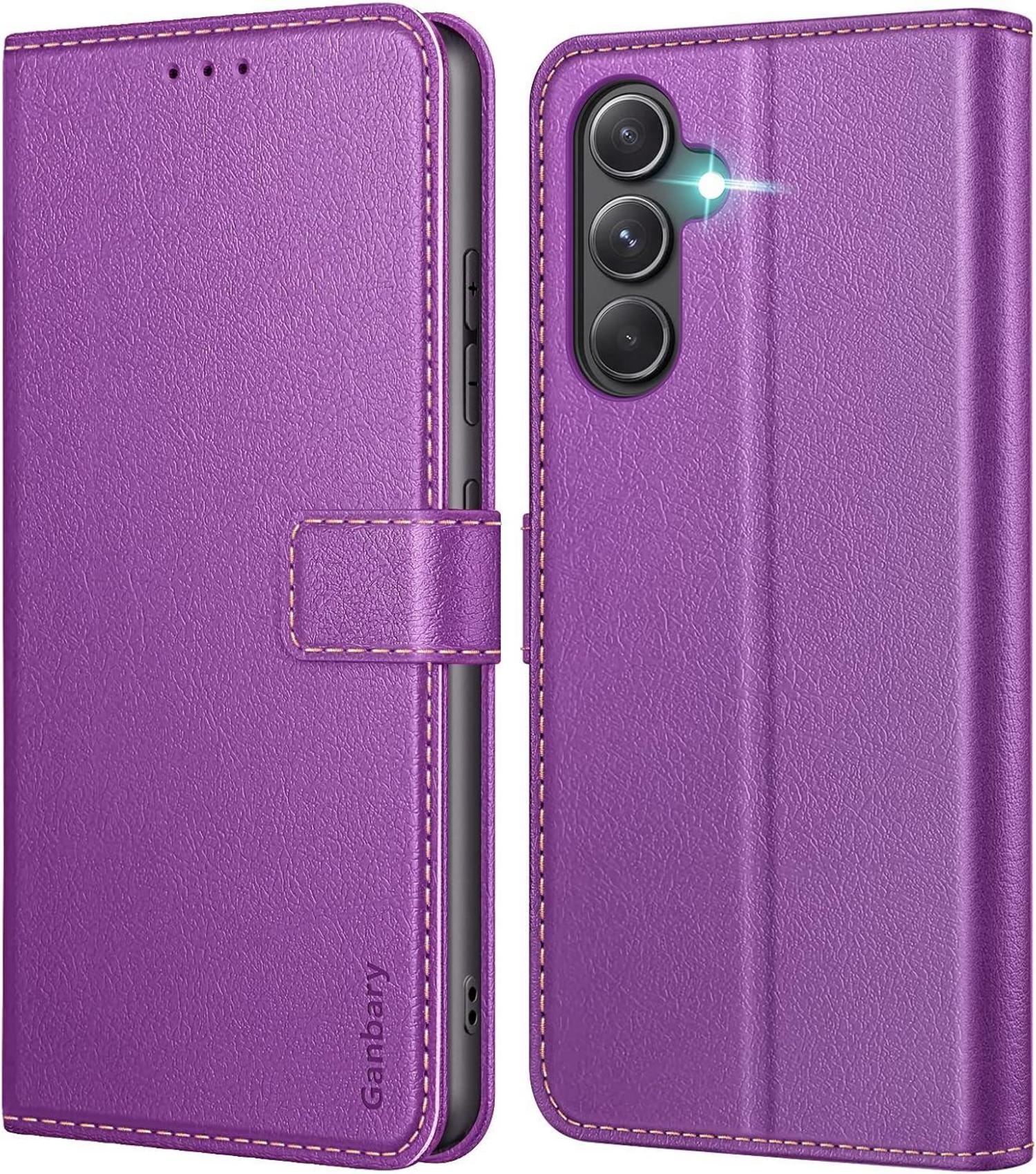 Samsung Galaxy A54 5G Handyhülle - Premium Leder Klapphülle, Violett