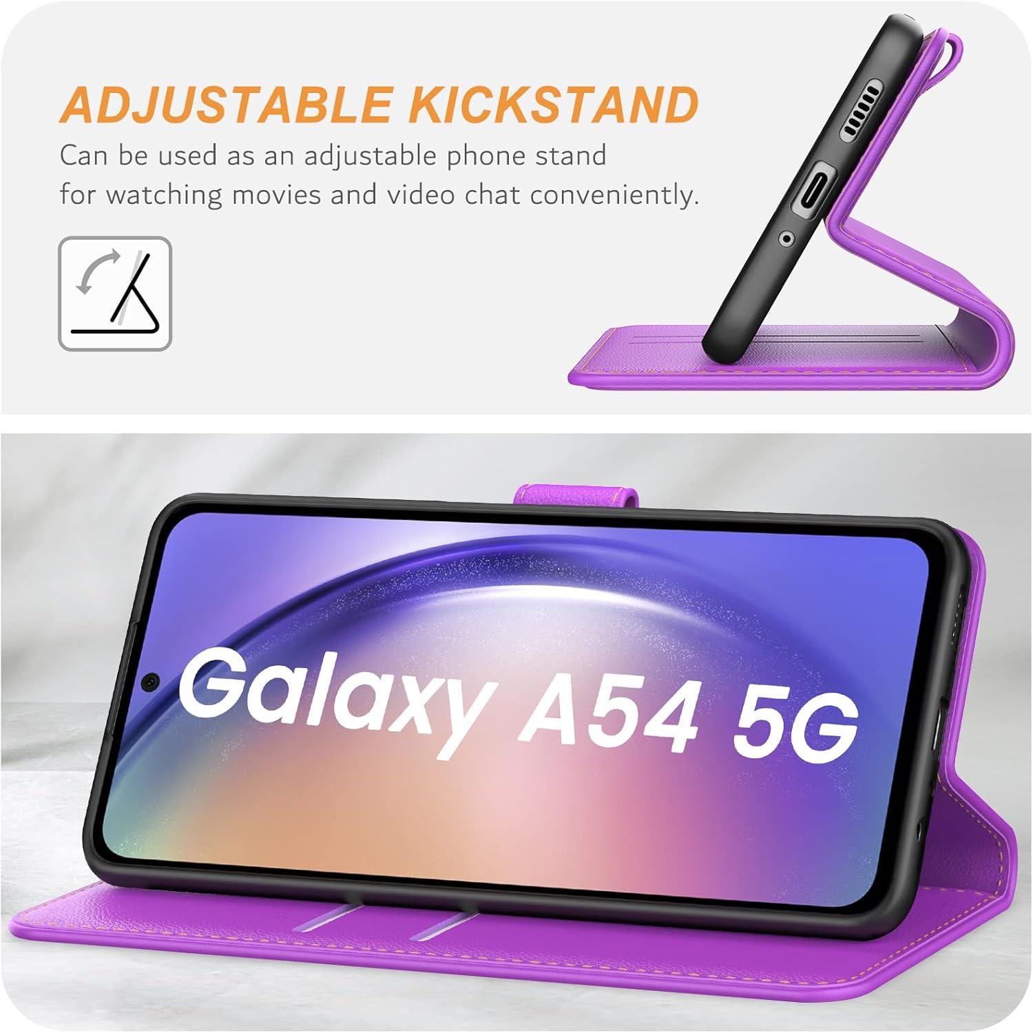 Samsung Galaxy A54 5G Handyhülle - Premium Leder Klapphülle, Violett