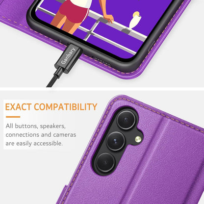 Handyhülle Samsung Galaxy A54 5G Leder Klapphülle Violett Magnet