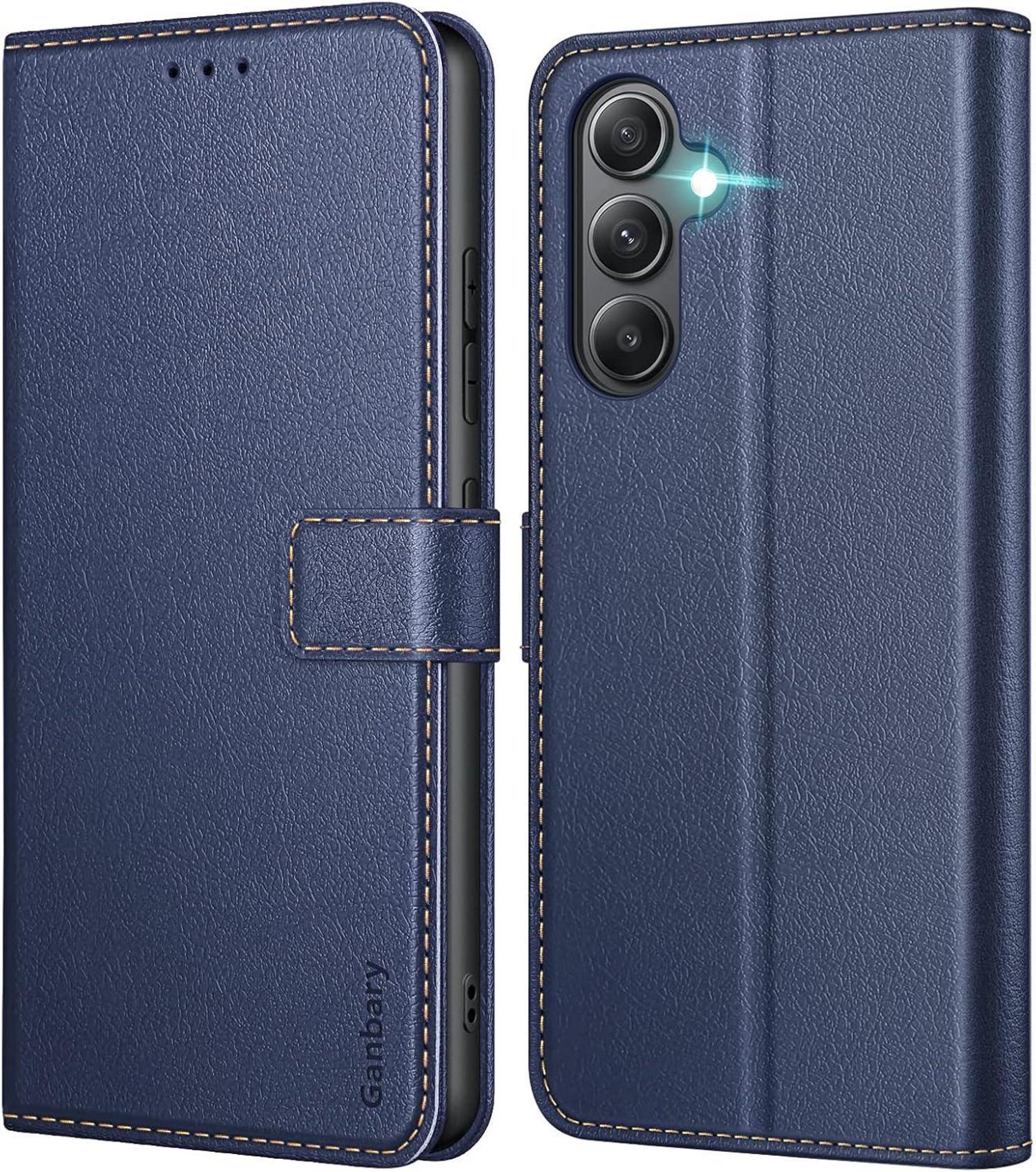 Samsung Galaxy A34 5G Handyhülle Leder Klapphülle Blau Standfunktion