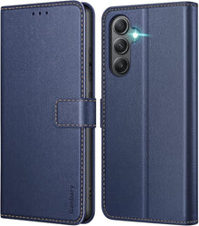 Samsung Galaxy A34 5G Handyhülle Leder Klapphülle Blau Standfunktion