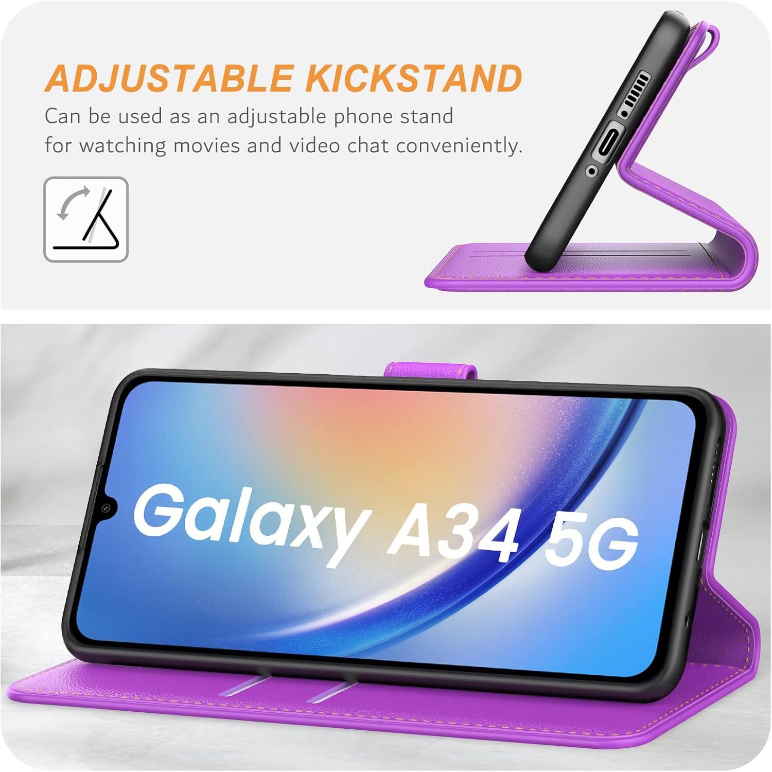 Premium Leder Handyhülle für Samsung Galaxy A34 5G – Violett