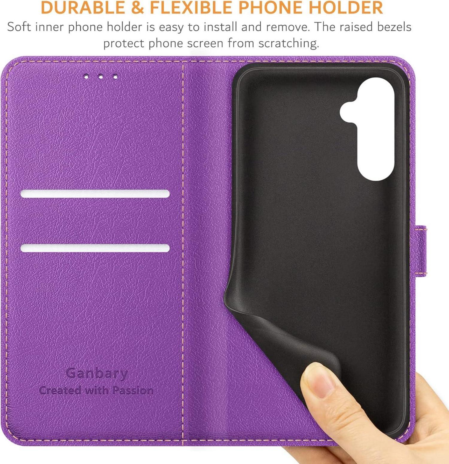 Samsung Galaxy A34 5G Handyhülle Leder Klapphülle Violett Magnetverschluss