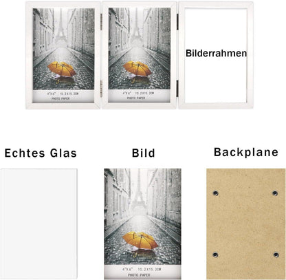 Bilderrahmen für 3 Fotos 10x15 cm Holz Fotorahmen