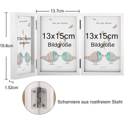 Bilderrahmen 3 Fotos 13x18 cm Holz Fotorahmen Glasfront