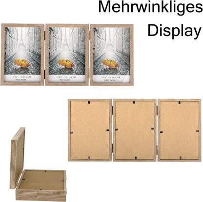 Bilderrahmen für 3 Fotos 13x18 cm Holz Fotorahmen Glasfront