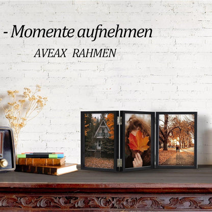 Bilderrahmen für 3 Fotos 10x15 cm Aufklappbar Holz