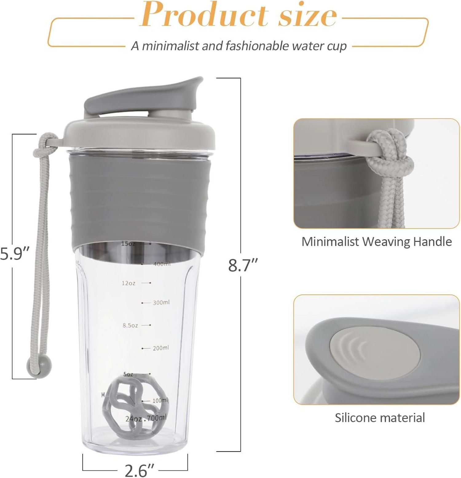 Protein Shaker auslaufsicher effektive Proteinmischung 700ml Grau