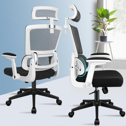 ALFORDSON Bürostuhl Ergonomisch mit Lordosenstütze Weiß 180