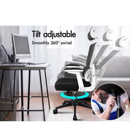 ALFORDSON Bürostuhl Ergonomisch mit Lordosenstütze Weiß 180