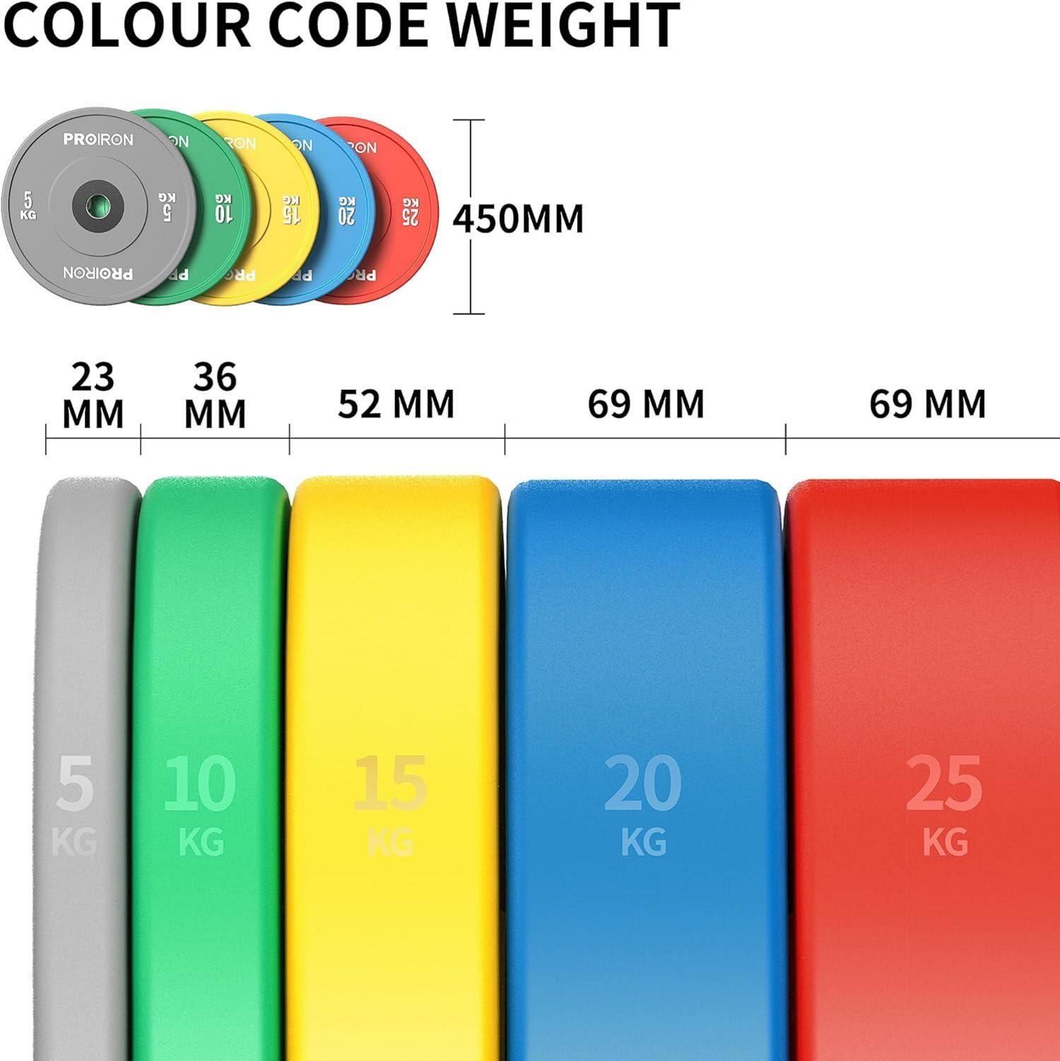 PROIRON Olympic Bumper Plates 50mm Hartgummi 5-25kg 2x5KG