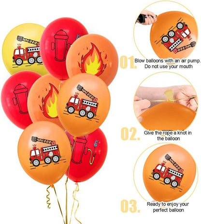 Feuerwehr Ballon Set 40 Stück Latex Luftballons Rot Gelb Orange