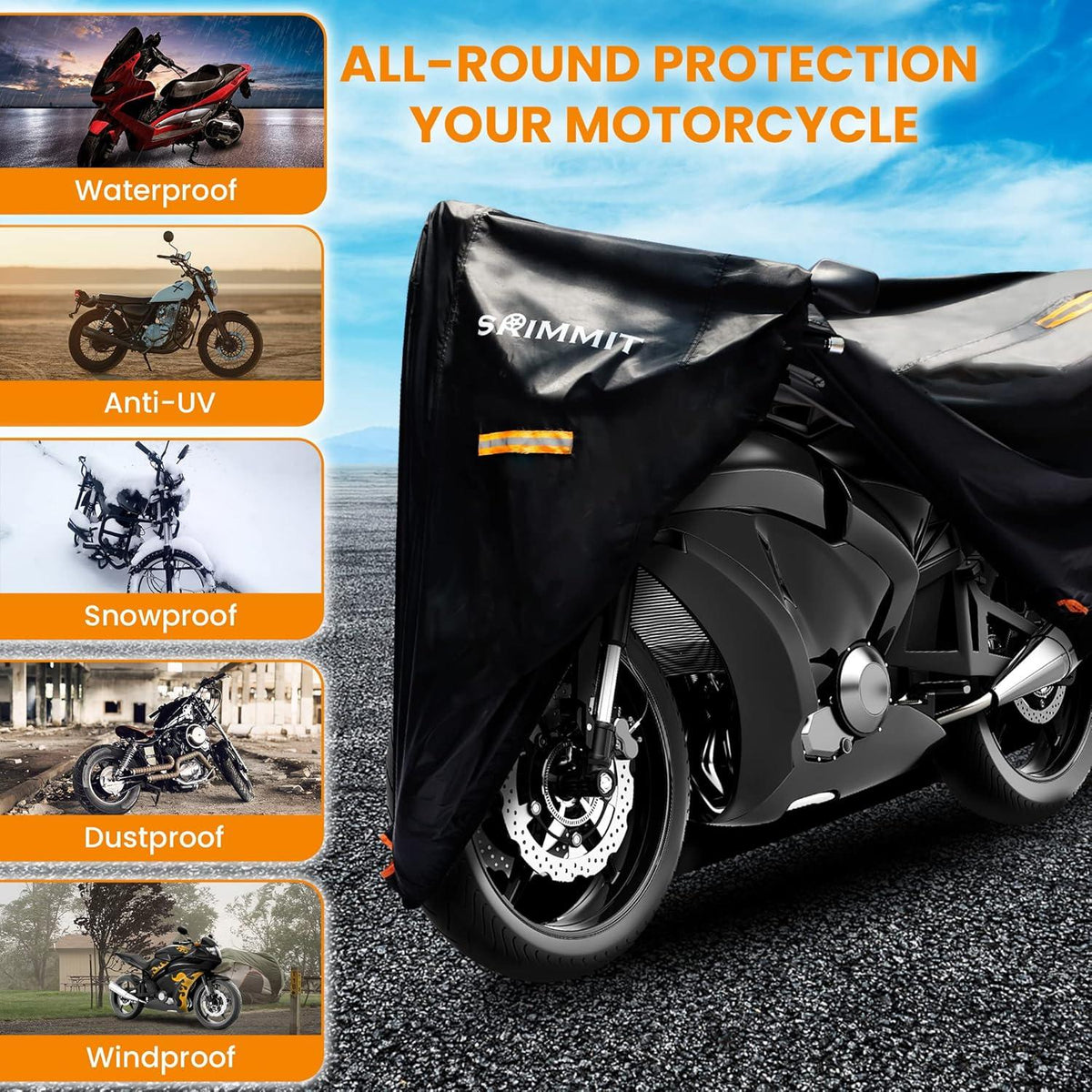 Motorradabdeckung Winterfest 420D Wasserdicht Universal Outdoor