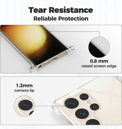 Caslord Handyhülle mit Band für Samsung Galaxy S23 Ultra, Handykette umhängen